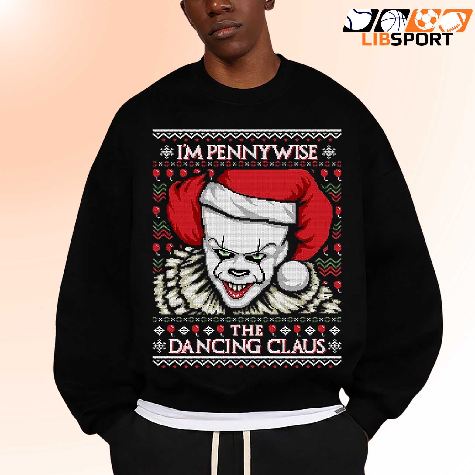 Pennywise The Dancing Claus Christmas Sweatshirt, Funny Horror Ugly Sweater Scary Holiday Gift